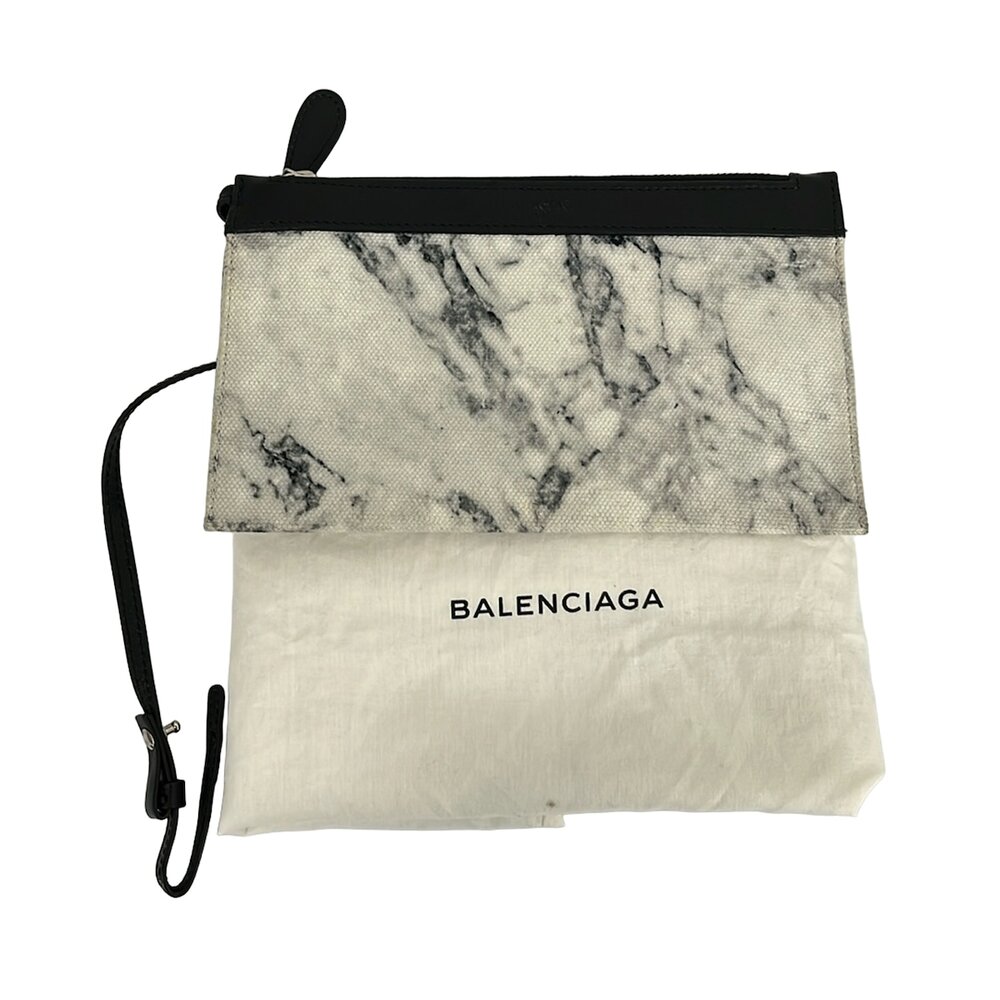 Balenciaga Navy Cabas S Tote Bag 339933 White Black Canvas Leather - Picture 8 of 12